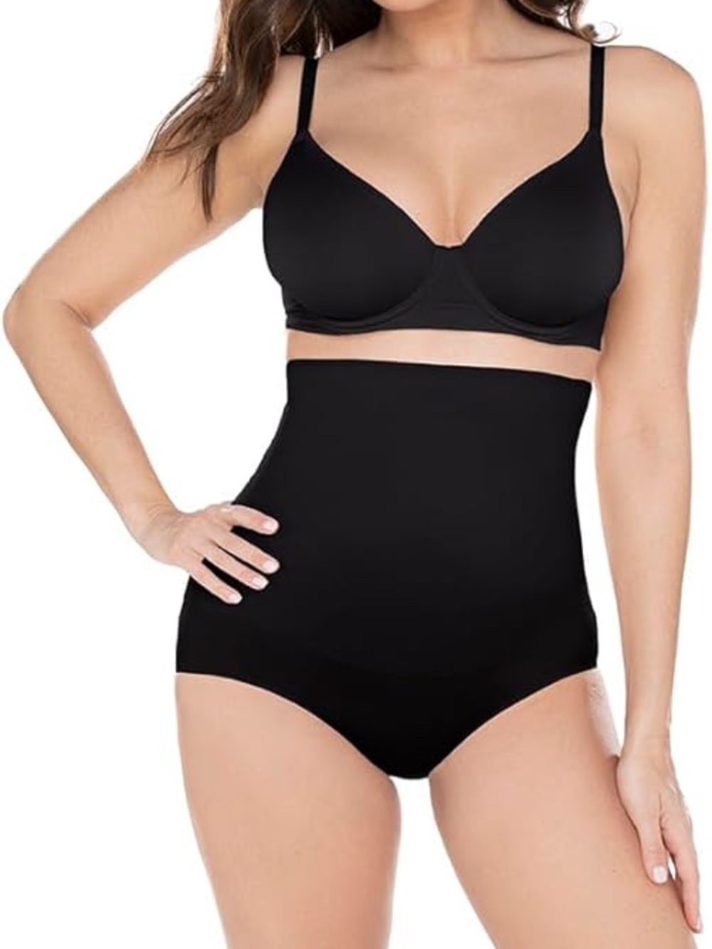 NWT Miraclesuit Comfy Curves High Waist Brief Black Small Shapewear Shaping